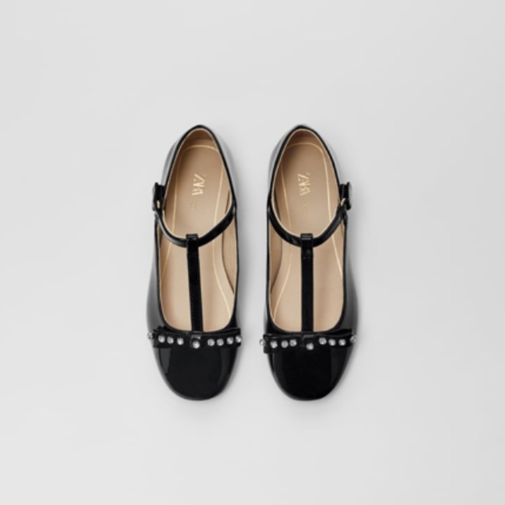 NWT Zara Size 5 big girl black ballet flats